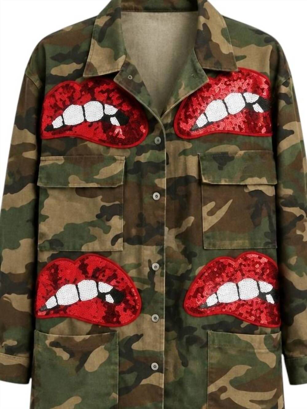 NEW HOUSE OF STYLES women's sequence lip jacket in camouflages